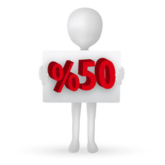 small 3d man hands holding a board