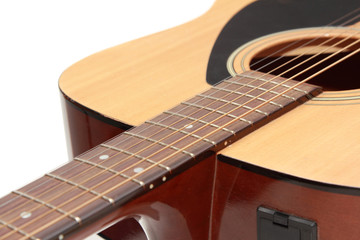 part of wooden guitar