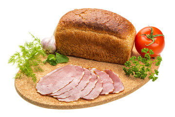 Ripe fresh ham with vegetables