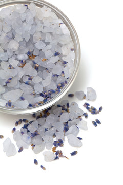 lavender bath salt over white
