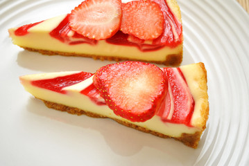 Top View of Strawberry Cheesecake Slices
