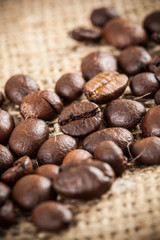 Coffee beans background, close-up