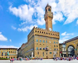 Papier Peint photo Lavable Florence Piazza della Signoria avec Palazzo Vecchio, Florence, Italie
