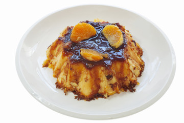 tangerine flan with chocolate
