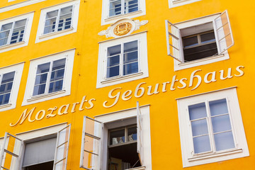 Birthplace of Wolfgang Amadeus Mozart in Salzburg, Austria