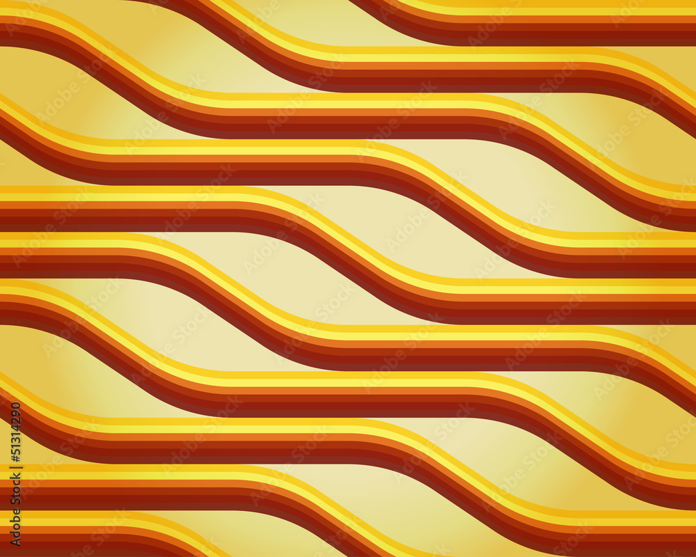 Poster retro seamless pattern with orange waving lines. eps10