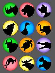 Animal Silhouettes 1, color icons