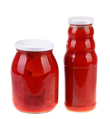 Glass jar of hot tomato sauce