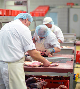 Metzger im Schlachthof // butcher in slaugtherhouse