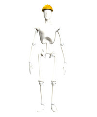 Robotic workman with a  protective hard hat.