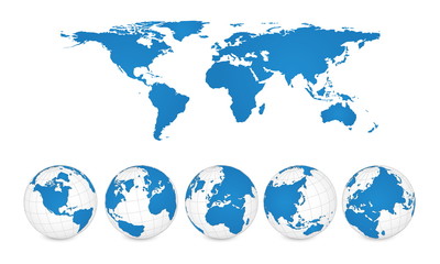 Fototapeta na wymiar World Map and Globe Detail Vector Illustration, EPS 10.
