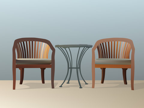 Two chairs and table