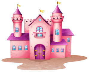 Un château de couleur rose