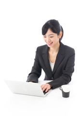 a young asian businesswoman on white background