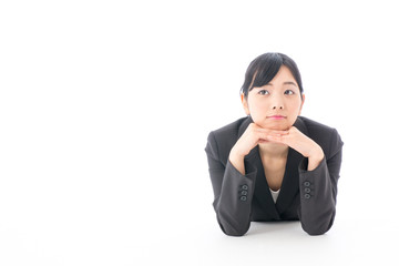 a young asian businesswoman on white background