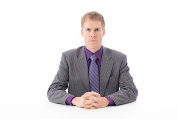 a young businessman on white background