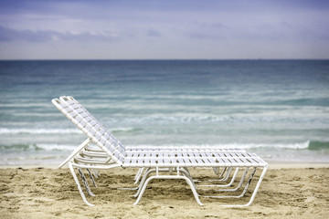 Beach chairs by the ocean
