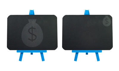 Money icon on blank blackboard background