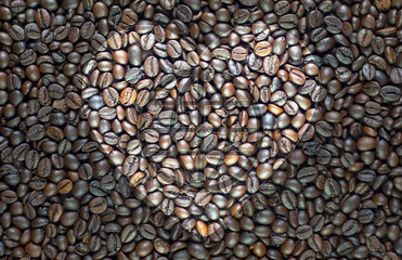 Heart with global on coffee background and textured