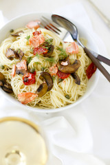 Capellini Pasta with Salmon and Vegetables