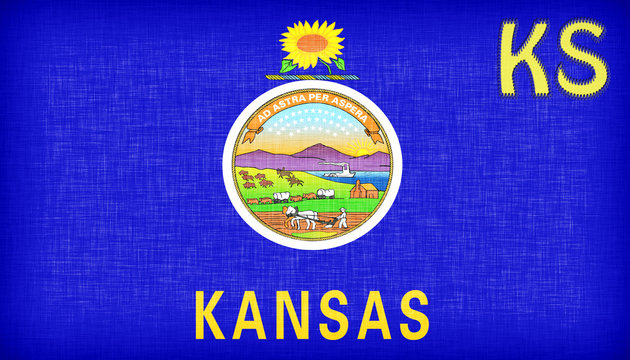 Linen flag of the US state of Kansas