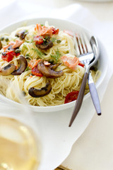 Capellini Pasta with Salmon and Vegetables