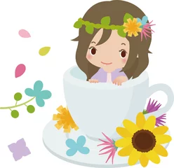 Rolgordijnen Meisje in een koffiekopje © logistock