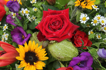 Flower arrangement in bright colors