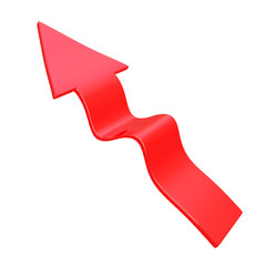 Red wobbly arrow