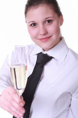 Kellnerin mit Sektglas