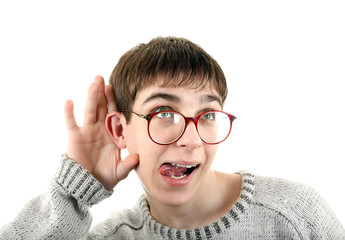 Young man Overhears