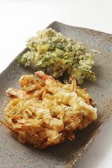 春菊と野菜エビかき揚げ