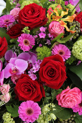 pink and red floral arrangement