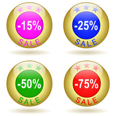 Buttons sale -15%, -25%, -50%, -75%