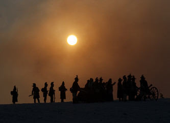 Warrior silhouettes, Battle of Austerlitz, Tvarozna, Czech repub