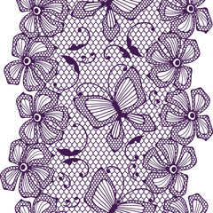 Seamless lace pattern with butterflies and flowers.
