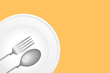 dish, spoon. and fork