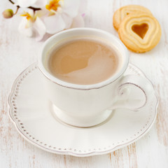 coffee with milk and cookies