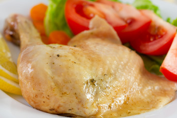 chicken with vegetables and salad