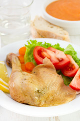 chicken on the white plate