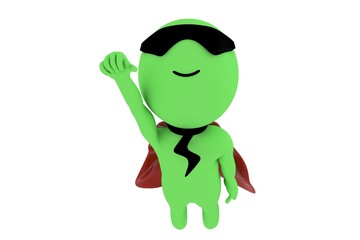 3d super stylish hero with red cape and wearing mask