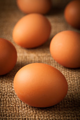 many eggs on burlap