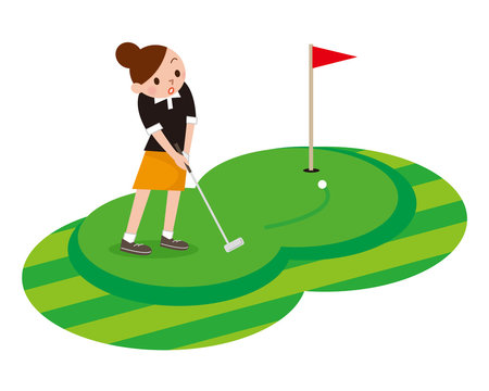 ゴルフを楽しむ女性 Stock イラスト Adobe Stock