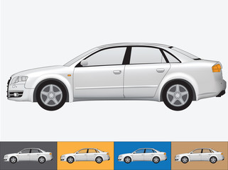 Vector illustration of the car in grey colors