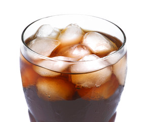 Glass of cola with ice
