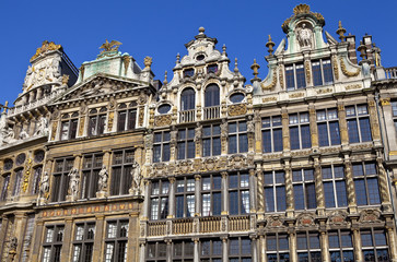 Fototapeta na wymiar Guildhalls in the Grand Place in Brussels.