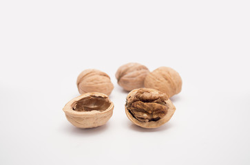 walnut open and others closed with white background
