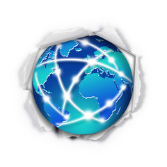 Weltkugel - Papierloch