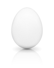White egg with reflection on white background