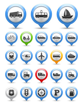 Map Markers with Transport Icons